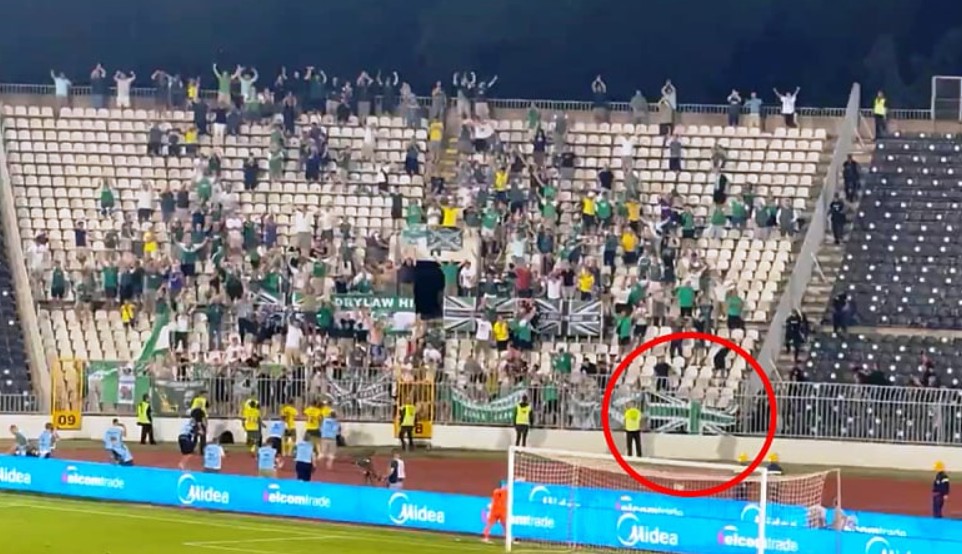 Navijači Partizana oteli zastavu gostima iz Škotske kada su se najmanje nadali (Video)