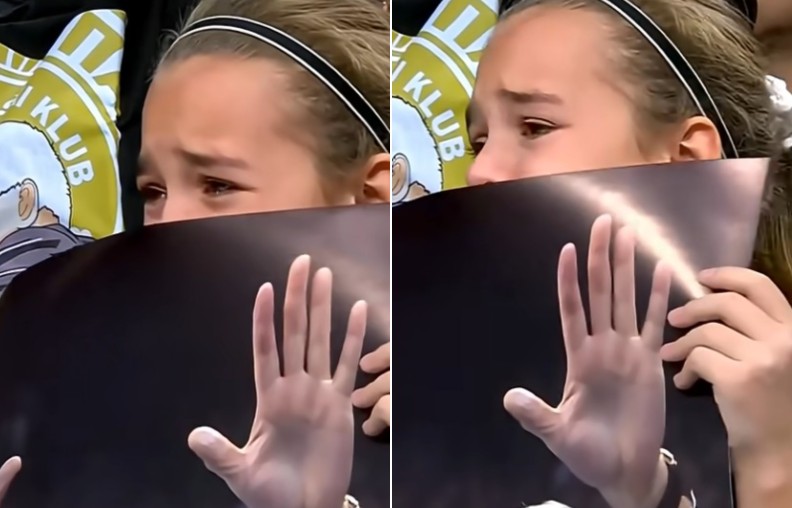 Auh, kakva scena u Areni: Devojčica koja je bila talija Željka Obradovića pevala i plakala uz njegovu sliku
